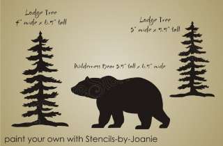 Rustic Wilderness STENCIL Mountain Lodge Trees Bear Cabin Country 