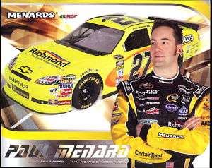 2011 Paul Menard #27 Richmond NASCAR Postcard  