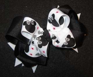 Minnie Mouse Zebra Hair Bow Baby Girls Boutique Hairbow Magic Party 
