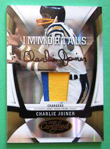 2009 Certified #203 Charlie Joiner Autograph Jersey /13  
