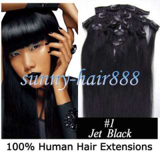 7Pcs Clips In INDIAN REMY Human Hair Extensions10Color  
