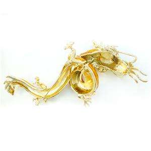 Luxury Topaz Dragon Brooch Pin Swarovski Crystal Chinese Animal 