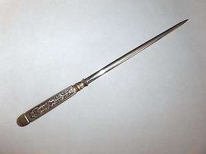   NOUVEAU CHROMED PAPER KNIFE LETTER OPENER with ORNATE HANDLE  