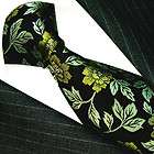 84499 LORENZO CANA Luxus Krawatte 100% Seide Grün Schwarz Blumen 