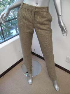 NWT Diane Von Furstenberg Gold Tweed Long Geroginne Zip Pants 2  