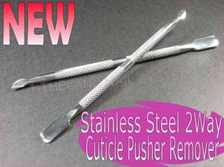 Stainless Steel 2Way Cuticle Pusher Remover Nail Art x 2 Pcs  