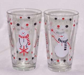 Christmas Snowman Drinking Tumblers Glasses Libbey  