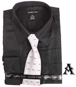   CLUB long sleeve dress shirt w/ neck tie,Black,purple,red,green  