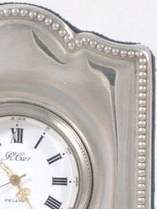 English Hallmarked Sterling Silver Fully Working Desk Top Clock from 