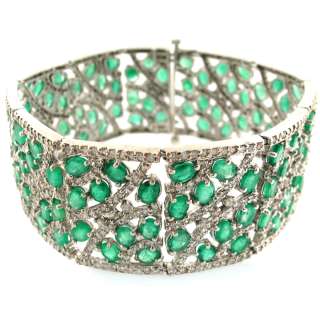 64ctw Emerald & Diamond Ladies Bracelet 14k White Gold  