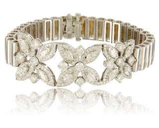 Estate 14K WG Lds Floral Diamond Bracelet  