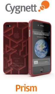 CYGNETT RED PRISM TPU CASE WITH LINE DESIGN iPHONE 4  