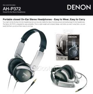 Denon AH P372 Portable On Ear Stereo Headphones (Black) Brand New 