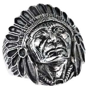Stainless Steel Indian Chief Design Ring (Available in Sizes 10 to 15 