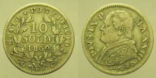 AN) Roma 10 Soldi 50 Centesimi 1869 Argento Pio IX  