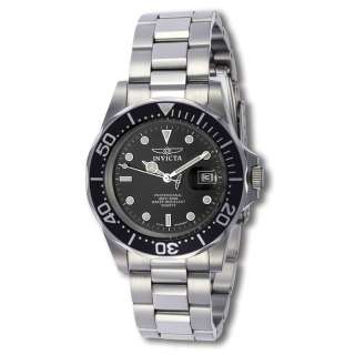   Mens Pro Diver Swiss Quartz Black Dial Stainless Steel Bracelet Watch