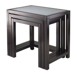  Winsome Copenhagen Nesting Table Set with Glass top, 3 