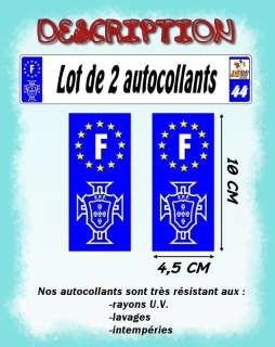   Autocollant stickers plaque dimmatriculation Europe FPF 
