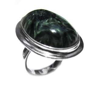  Seraphinite and Sterling Silver Large Oval Ring Sizes 7.5 