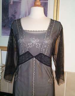 Nataya VICTORIAN TEA Blk/Silver Embroid Dress S to XL  