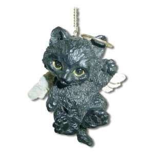    Black Kitten Kitty Cat Angel Christmas Ornament