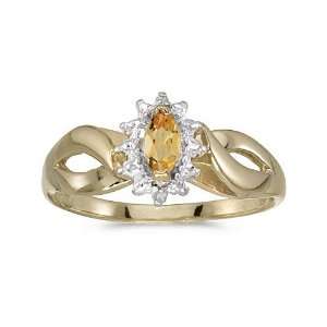   14k Yellow Gold Marquise Citrine And Diamond Ring (Size 4.5) Jewelry
