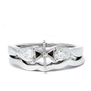  Real Pear Shape Diamond Engagement Wedding Ring Semi Mount 