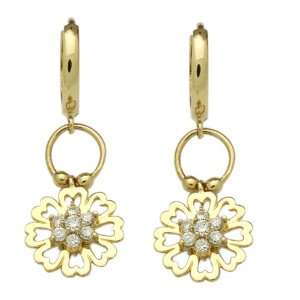   Earrings CZ Heart Cluster Huggie Hoop Yellow Gold Earrings Jewelry