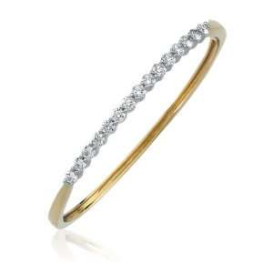   Diamond Bangle Bracelet in 14 Karat White and Yellow Gold Jewelry