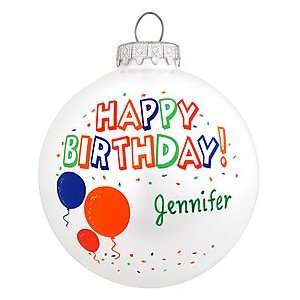  Personalized Happy Birthday Glass Ornament