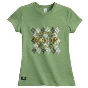 John Deere Junior Cut Green Argyle Varsity T Shirt   ST101322