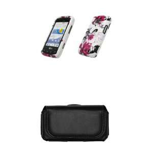 com LG Ally VS740 Premium White with Purple Flowers Design Case Cover 
