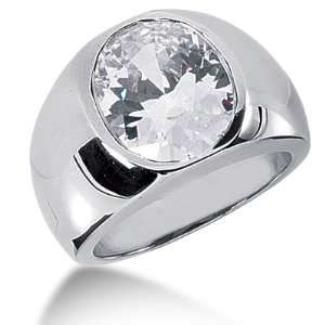  6.0 Ct Men Diamond Ring Wedding Band Oval Cut Bezel 14k 
