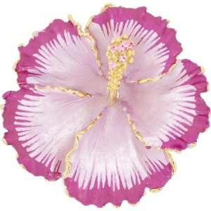 Fuchsia Pink Hawaiian Hibiscus Swarovski Crystal Flower pin brooch and 