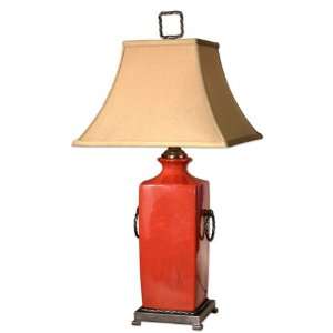    Rocco Red Porcelain / Bronze Metal Table Lamp