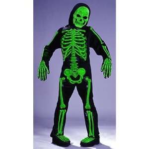  Kids Scary Green Bones Skeleton Boy Halloween Costume M 