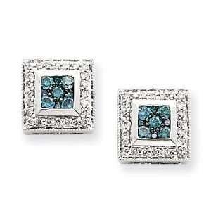  14k White Gold Blue Diamond Earrings West Coast Jewelry Jewelry