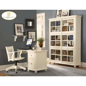  White Finish Single Desk & Office Chair
