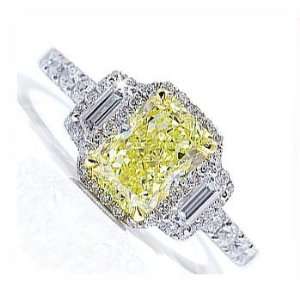  1.48 Yellow Diamond Engagement Ring 14K Gold Jewelry