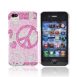    For Apple iPhone 4 Bling Hard Case PINK LOVE PEACE Electronics