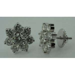  5 carats F VVS1 diamond stud earrings round brand new 