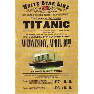  RMS Titanic Color Poster Sailing to New York 1912 8 1/2 x 