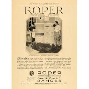 1924 Ad Roper Kitchen Gas Electric Ranges Oven Control 
