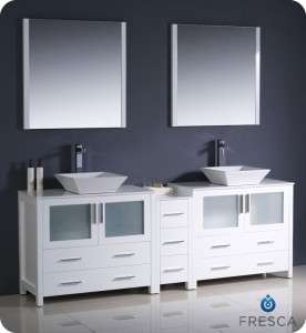   Modern Double Bathroom Vanity w/ One Side Cabinet & Two Sinks  