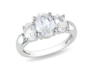    3 1/2 CT TGW Created White Sapphire 3 Stone Ring Silver