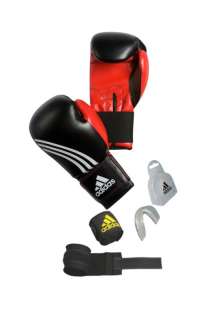 Adidas Boxing Set Gloves + Hand Wraps + Mouth Guard Size 10 Oz NEW 