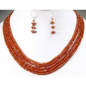  5 Strand Fashionable Natural Garnet Beaded Necklace with 