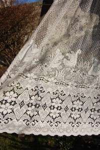 VTG/Retro FReNCH Net CuRTaiN PaNeL LaCe CRoCHeT / SWaN / BiSTRo 