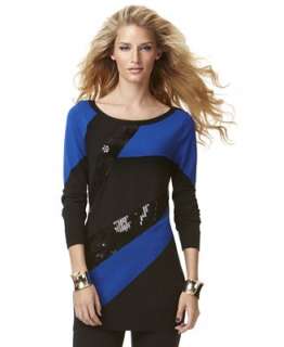 INC International Concepts Sweater, Long Sleeve Colorblock Sequin 