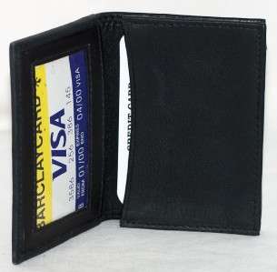 Mens BLACK Leather Bifold Student/Mini Wallet ID & CARD HOLDER 202 